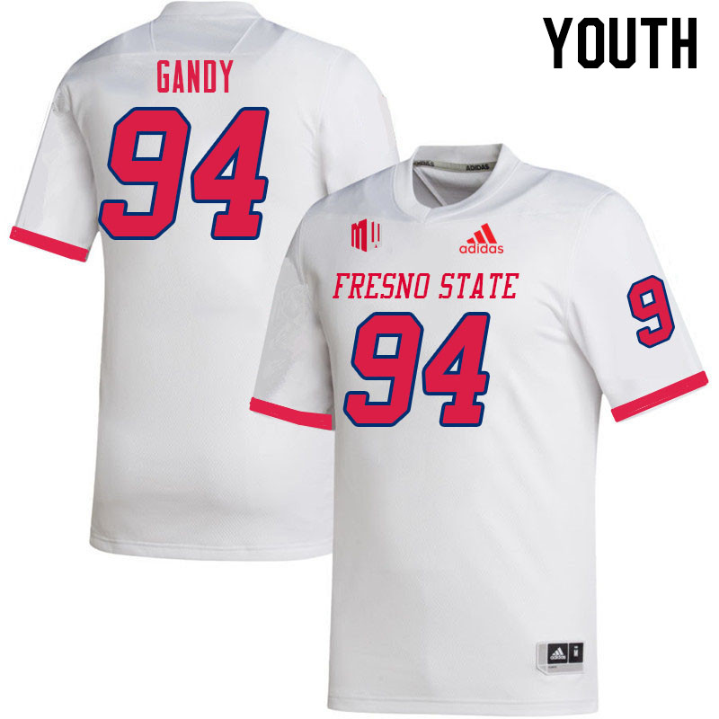 Youth #94 Julius Gandy Fresno State Bulldogs College Football Jerseys Sale-White - Click Image to Close